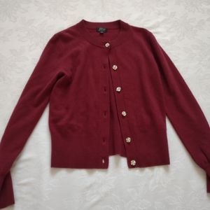 J Crew 100% cashmere cardigan burgundy